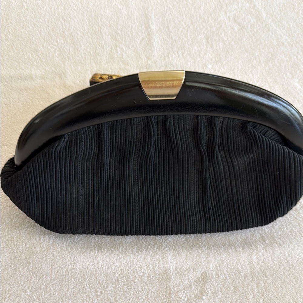 Gabrielle de Vecchi Black Clutch with Gold Accent